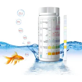 Meilleurs prix pour Lot de 100 bandelettes de test 6 en 1 pour aquarium test du pH nitrite nitrate chlore eau douce daquariumblanc，11.4.53cm