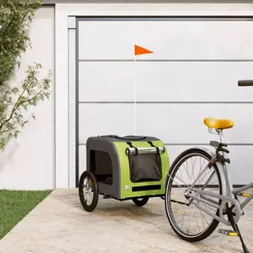 Meilleurs prix pour Remorque de vélo pour animaux - vidaXL - Vert et gris - Tissu Oxford - Cadre en fer - 125x64x66 cm - Capacité 45 kg