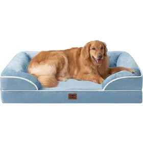 Meilleurs prix pour Panier Chien Xxl Orthopédique 112x81x16.5 cm Mémoire De Forme Déhoussable Lavable Canapé Imperméable Bleu Clair