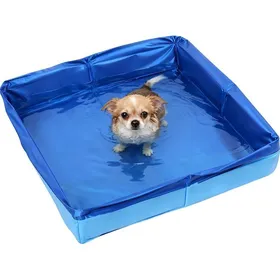 Meilleurs prix pour Piscine pour Chien Pliable 50×50×10 cmBassin Carré en PVC ÉtanchePiscine Chat Portable pour Petit Chien 50cm Carré