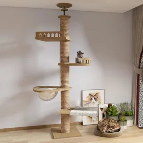 Comparer les prix de Arbre à Chat tendeur de Plafond Capsule Spatiale Hamac pour Entièrement enveloppé de Corde en sisal Largeur de 11 cm Arbre