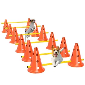 Meilleurs prix pour Ensemble dAgilité pour Chien - PawHut - 6 Pièces avec 12 cônes 12 poteaux - hauteur réglable - avec Sac de Transport - Orange
