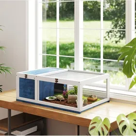 Meilleurs prix pour Terrarium pour tortue bleu 91 x 60 5 x 32 cm dessus ouvrant 2 espaces côtés extensibles fenêtres d’observation