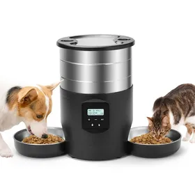 Comparer les prix de Distributeur Croquettes pour chat avec deux gamelles 45 litres commande à 5 boutons lecture vocale distributeur programmable