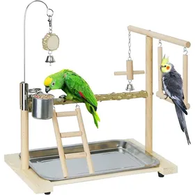 Comparer les prix de Gymnase en bois naturel – aire de jeux complète pour perruches calopsittes et perroquets .