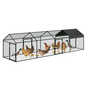 Meilleurs prix pour Poulailler métallique - LUNSY - 406x100x100 cm - Noir - Tubes en acier galvanisé - Résistant aux intempéries
