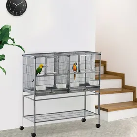 Comparer les prix de MOTHINESSTO528-Cage à oiseaux avec séparation mangeoire et perchoir 95L x 45 5l x 102H cm Noir et Gris