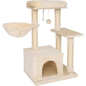 Meilleurs prix pour Arbre à chat - LIONTO - 85 cm - Balle en peluche - Hamac - Poteaux en sisal