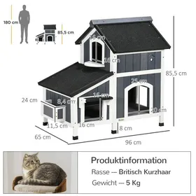 Comparer les prix de maison pour chats en bois de sapin 2 étages niche pour chats avec plusieurs entrées maison pour petits animaux résistante aux int