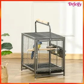 Meilleurs prix pour Cage de transport pour perroquet - AKOZON - 11271 - 65x48x38 cm - poignée de transport - 2 bols inox