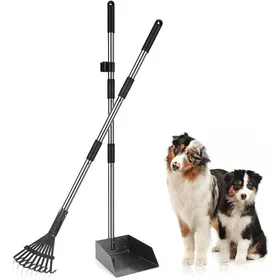 Meilleurs prix pour Ramasse-crottes pour chiens manche long réglable pelle en métal râteau pour chiens de toutes tailles pour gazon terre et gra