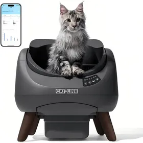 Comparer les prix de CATLINK C08 Bac à Litière Auto-nettoyant Intelligent–Design Ouvert XXLCapacité des Déchets 12LCommande par Application