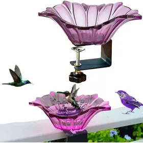 Meilleurs prix pour Bain et mangeoire à oiseaux réglables - Support de clôture pour colibris et fleurs - Décoration de jardin/terrasse - Violet