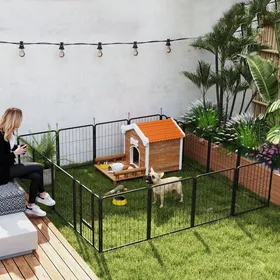 Comparer les prix de Parc pour chien parc pour animaux 16 panneaux clôture portable pliable sécurisé noir