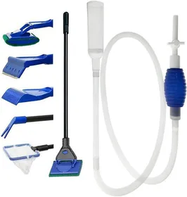 Comparer les prix de Kit de nettoyage d'aquarium 5 en 1 et nettoyeur de gravier pour aquarium - Pompe à siphon manuelle pour vider et remplacer votre