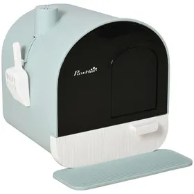 Comparer les prix de Bac A Litière Chat 5kg Couvercle Tapis Plastique Vert 43x44x47cm Anti-odeur Facile Nettoyage Intérieur Design