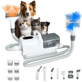 Comparer les prix de Aspirateur et Sèche-cheveux 8 en 1 pour Chiens Chats Cartouche de 22 L Faible Bruit Air Chaud/Froid Vitesse et Aspiration Réglables