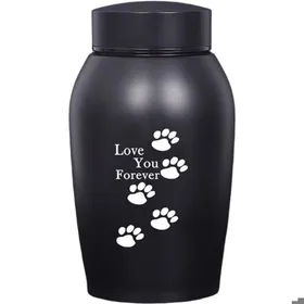 Meilleurs prix pour Urne Funéraire Moderne en Acier Inoxydable Noir pour Chiens et Chats avec Inscription Je taimerai toujours .