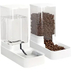 Comparer les prix de Distributeur nourriture/eau automatique chat/chien croquettes + eau petits/grands animaux