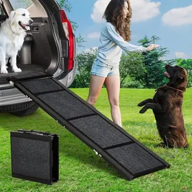 Meilleurs prix pour Porte-rampe pliable portable-Anti-dérapante&Poignées Latérales-160 X 51 CM-Escalier pour Chiens Âgés&de Grande Taille-Noir