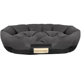 Comparer les prix de Lit Pour Chien EDANTI 75x50 cm Emplacement Pour Nom Imperméable Ovale Noir
