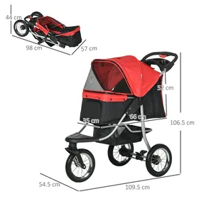Comparer les prix de poussette pour chien buggy pour chien buggy pour chat Pet Stroller pliable avec 3 roues pour chiens & chats Oxford rouge noir 1095