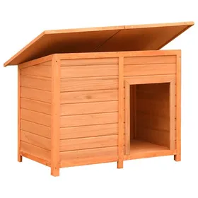 Comparer les prix de Niche pour chiens en bois - WIENS - 120x77x86 cm - Marron et vert - Toit imperméable - Pin et sapin massif