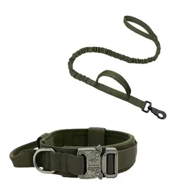 Meilleurs prix pour Ensemble tactique pour chien - XVX - Modèle 2 pièces - Vert - Laisse et collier - Ajustable