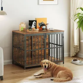 Meilleurs prix pour HOOBRO Cage pour Chiens de 98 cm Double Porte Table d’Appoint Décorative d’Intérieur pour Chiens de Taille Moyenne à Grande