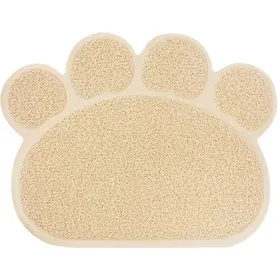 Meilleurs prix pour Tapis pour gamelle chien/chat  – Forme empreinte patte – Antidérapant – 30 x 40 cm beige