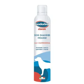 Meilleurs prix pour Shampooing sec pour animaux - Inodorina - 300 ml - Chlorhexidine - Mousse émolliente - Respecte le pH naturel