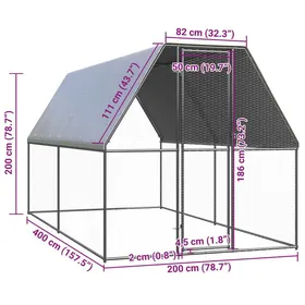 Meilleurs prix pour Pet®Argent Poulailler dextérieur 2x4x2 m - robuste et durable - Acier galvanisé 7_9391945