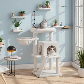 Comparer les prix de Petit Arbre à Chat Poteaux à Griffer et Rampe Blanc