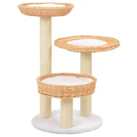 Comparer les prix de Arbre à chat - vidaXL - Bois de saule - Griffoir sisal - 3 paniers - Marron