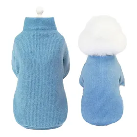 Comparer les prix de Pull pour chien tricot torsadé classique à col roulé vêtement épais et chaud pour temps froid (bleu)