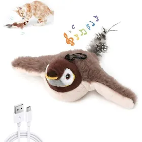Comparer les prix de Jouet interactif pour chat - XVX - Oiseau volant - Brun - Sons réalistes - Facile à nettoyer