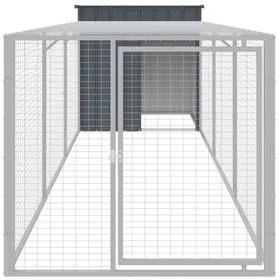 Meilleurs prix pour BESTLIFE Poulailler avec cour anthracite 110x405x110 cm acier galvaniséavec manuel de montage（14643025）VIDAXL