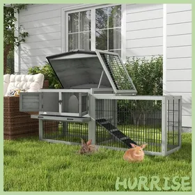 Comparer les prix de Cocosity Clapier De Sol Cage À Lapin Cottage Niche Supérieure Avec Rampe Enclos Extérieur 150 X 52 X 68 Cm Gris