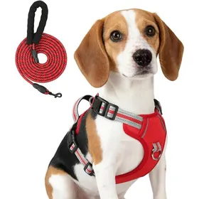 Meilleurs prix pour Harnais Chien Anti Traction Avec Une Laisse Et 3 Boucles Rouge L Arnet Pour Chiens En Tissu Oxford Pour Petit Moyen Grand