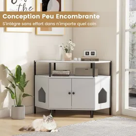 Comparer les prix de GOPLUS Enceinte de Bac à Litière pour Chat, Meuble de Toilette Caché pour Chat avec Étagère Ouverte, 2 Entrées, Blanc
