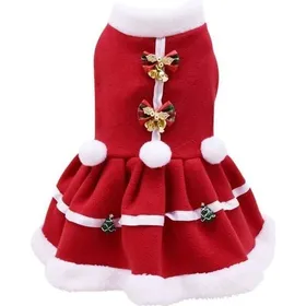 Meilleurs prix pour Medium Chien Robe De Nol Petit Chien Santa Jupe Filles Pet Costume De Nol Hiver Polaire Manteau Vtements pour Animaux avec wake