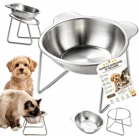 Meilleurs prix pour Gamelle chat orthopédique - Bol surélevé en inox 15° pour chat et petit chien 420 ml