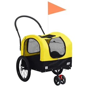Comparer les prix de Remorque de vélo pour chiens 2-en-1 - vidaXL - Jaune et noir - Tissu Oxford - 635x143x103 cm - Cabine 48x59x51 cm