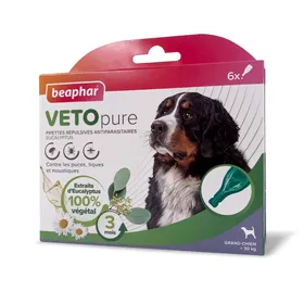 Comparer les prix de BEAPHAR – VETOPURE – Pipettes répulsives antiparasitaires pour grand chien (>30 kg) – 3 pipettes