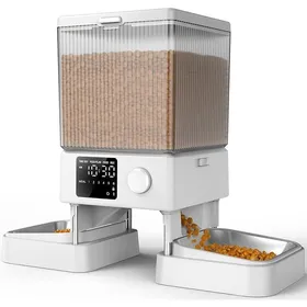 Meilleurs prix pour Oneisall 5L Distributeur Croquettes Chat Automatique Bols - Mangeoire à Un Bouton Fonctionnement Facile Blanc Blanc blanc MANGEOIRE