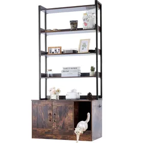 Meilleurs prix pour Meuble Cache Bac à Litière pour Chat-VEVOR- 85x49x149 cm-Armoire en Bois pour Cacher la Plupart des Bacs à Litière pour Chats