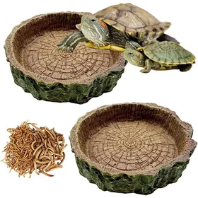Comparer les prix de 2 pièce Trompete Specialty Wood Grain Tortue Terrestre Water Bowl Enclos Tortue Terrestre Exterieur Terrarium Tortue Terrestre