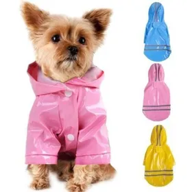 Meilleurs prix pour Manteau de pluie pour chiot en plein air avec capuche vestes imperméables PU imperméable réfléchissant pour chiens chats vêtement...