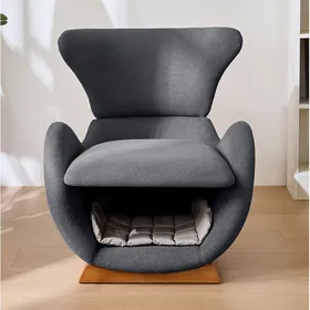 Comparer les prix de Fauteuil 1 place avec niche pour animal - MODENVIE - tissu anti-griffures bois gris 66 × 69 × 76 cm