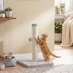 Comparer les prix de Griffoir pour Chat en Sisal Naturel avec Base Stable et Jouet pour Grands Chats 40 x 40 x 44 cm Gris clair